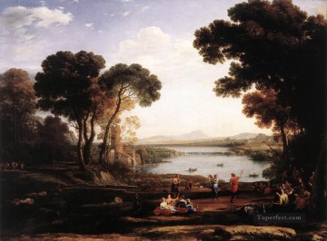 Landscape with Dancing Figures The Mill Claude Lorrain stream Oil Paintings